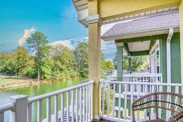 balcony with a water view