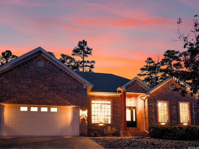 view of front of house with a garage