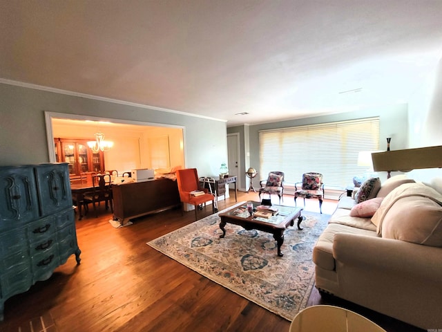 810 Hudson, Pine Bluff, AR 71603 - living room with a chandelier, wood finished floors, and crown molding