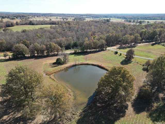 birds eye view of property with a rural view and a water view