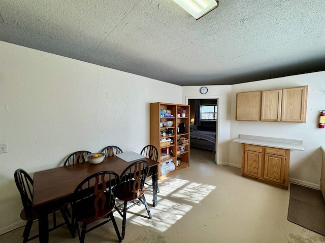 dining room featuring a textured ceiling