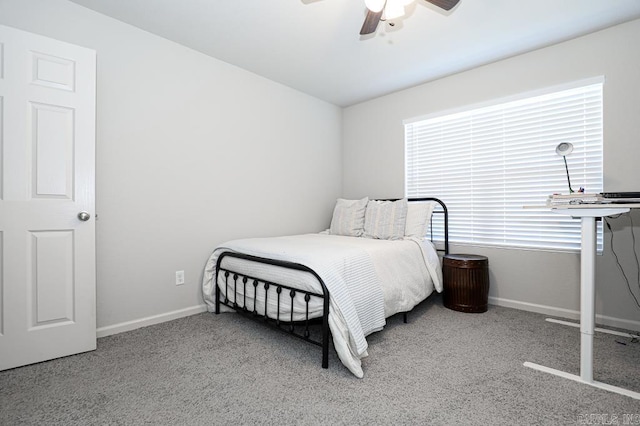 bedroom featuring carpet and ceiling fan