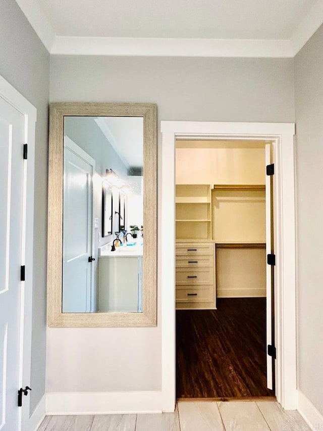 hallway with wood-type flooring