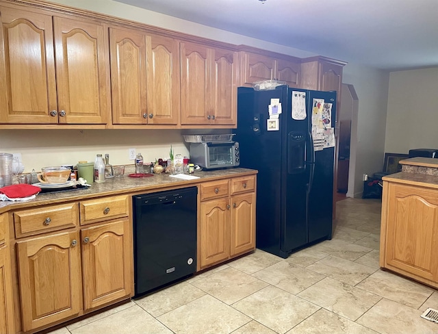 kitchen with black appliances