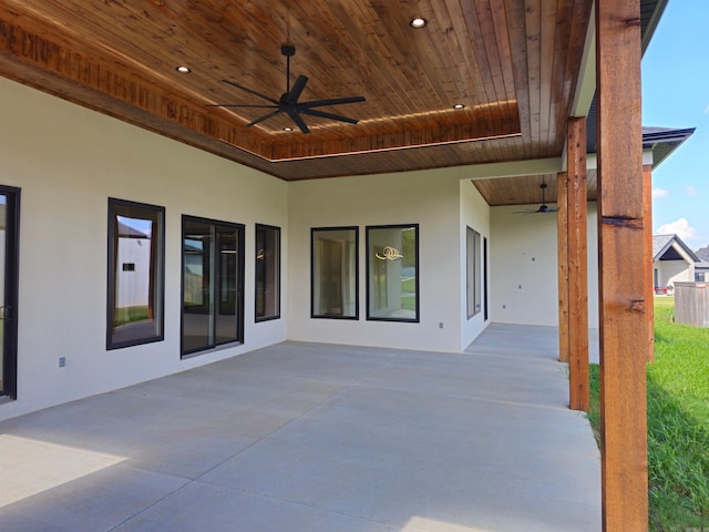 view of patio / terrace featuring ceiling fan