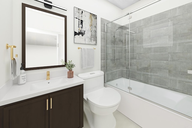 full bathroom with toilet, vanity, and combined bath / shower with glass door