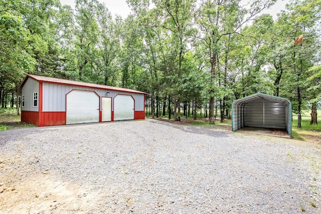 garage with a carport