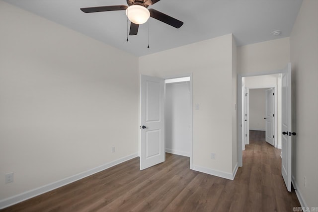 unfurnished bedroom featuring light hardwood / wood-style floors and ceiling fan