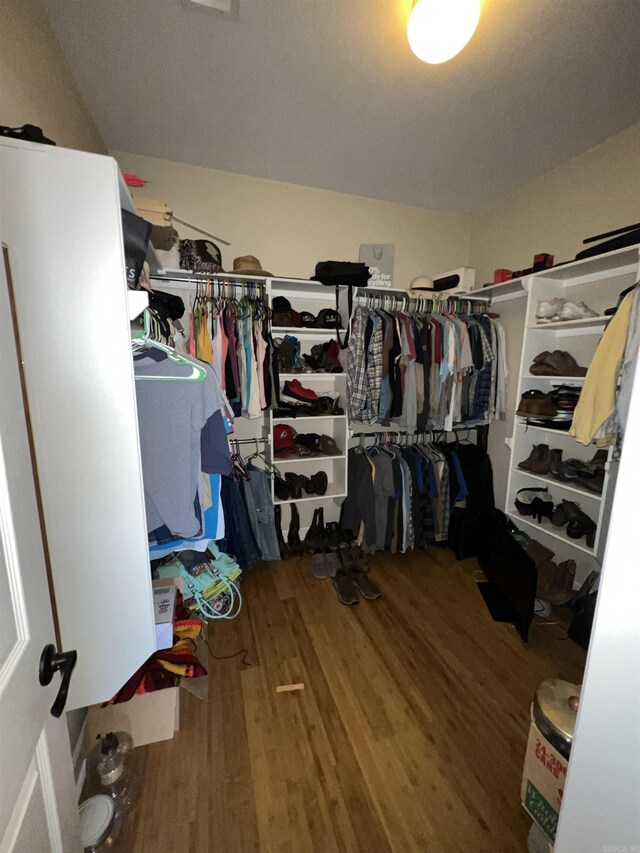 spacious closet featuring hardwood / wood-style floors