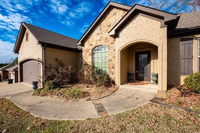 entrance to property with a garage