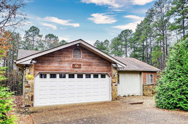 view of garage