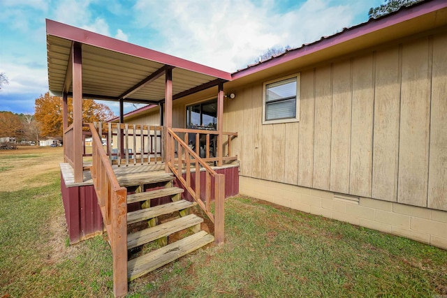 deck featuring a yard