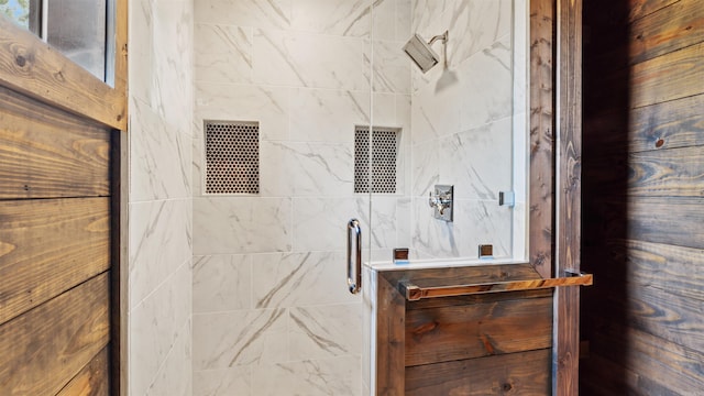 bathroom featuring walk in shower