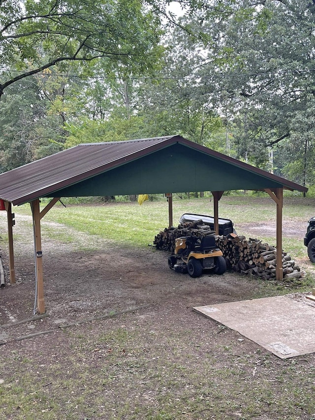 view of parking / parking lot featuring a carport