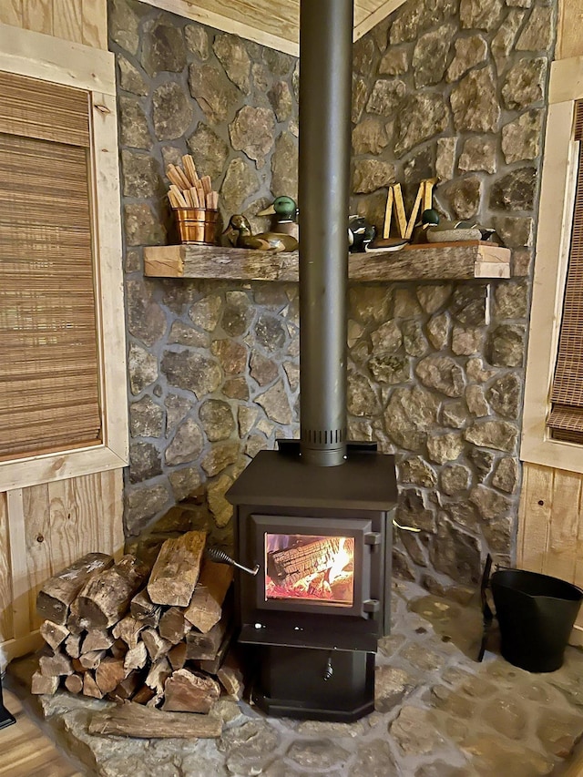 details with a wood stove