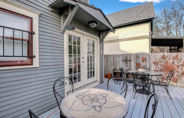 wooden deck with french doors