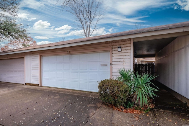 view of garage