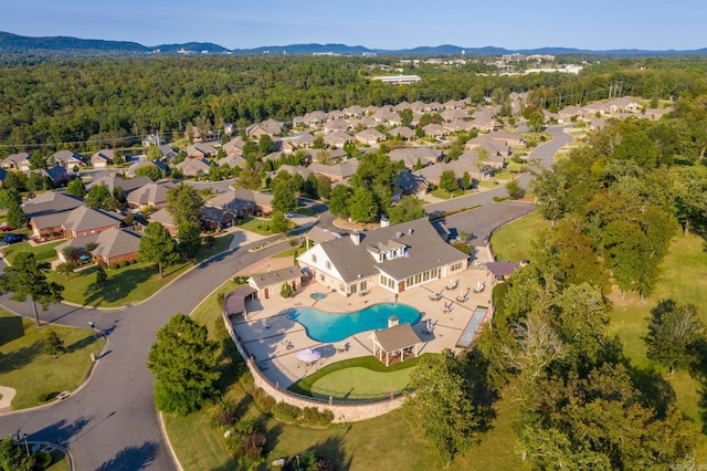 aerial view with a mountain view