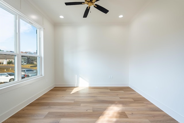 110 Eagle Ridge Dr, Maumelle, AR 72113 - spare room with light hardwood / wood-style floors, ceiling fan, and ornamental molding
