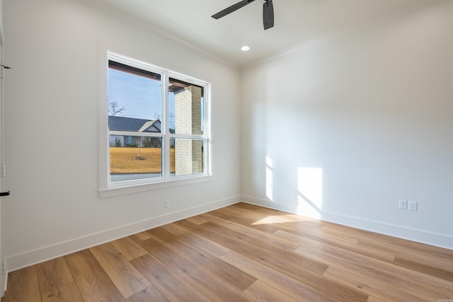 110 Eagle Ridge Dr, Maumelle, AR 72113 - spare room with ceiling fan, light hardwood / wood-style floors, and ornamental molding