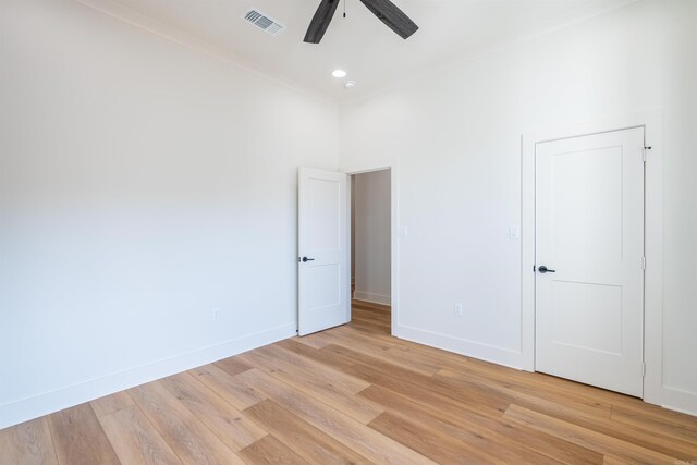 110 Eagle Ridge Dr, Maumelle, AR 72113 - empty room featuring ceiling fan, light hardwood / wood-style floors, and ornamental molding