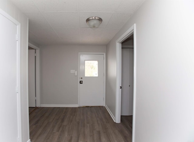 hall featuring dark wood-type flooring