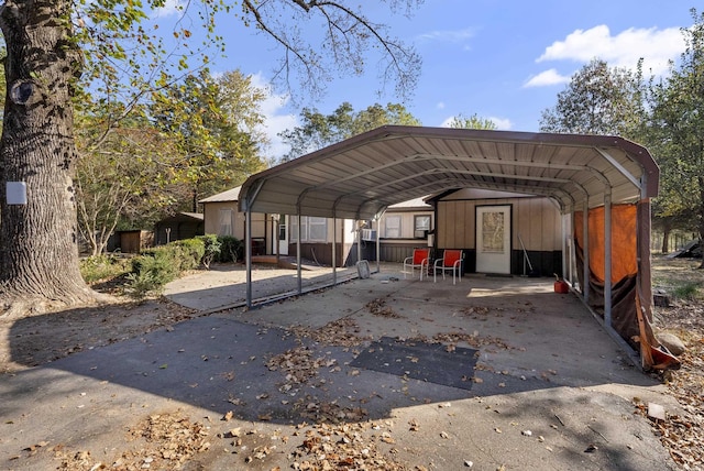 view of parking with a carport