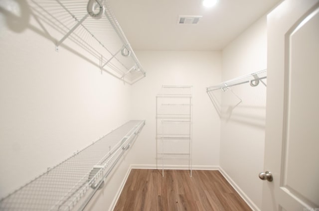 walk in closet featuring wood-type flooring