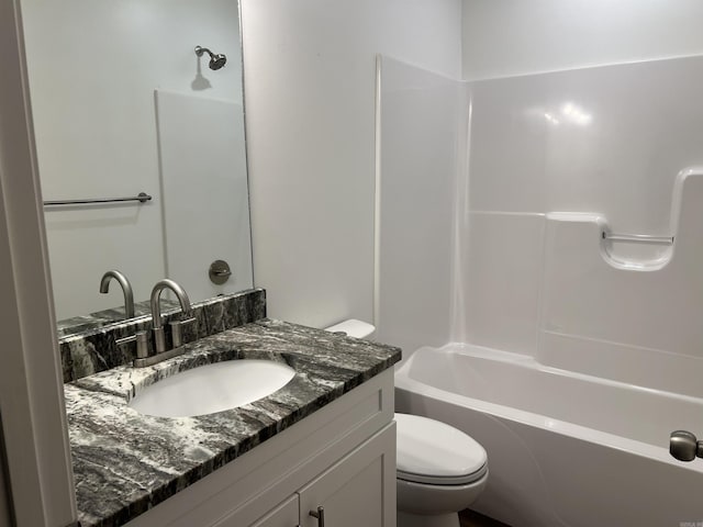 full bathroom with toilet, shower / bath combination, and vanity