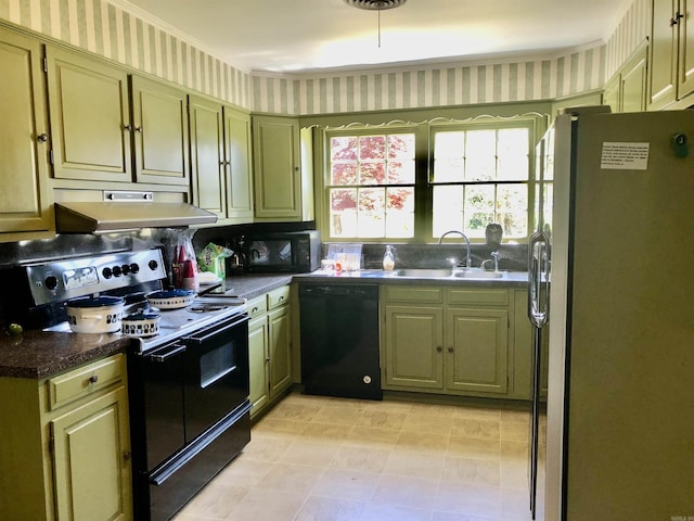 kitchen featuring black appliances and sink