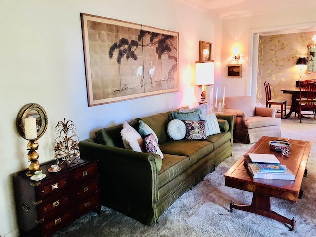 living room with carpet floors