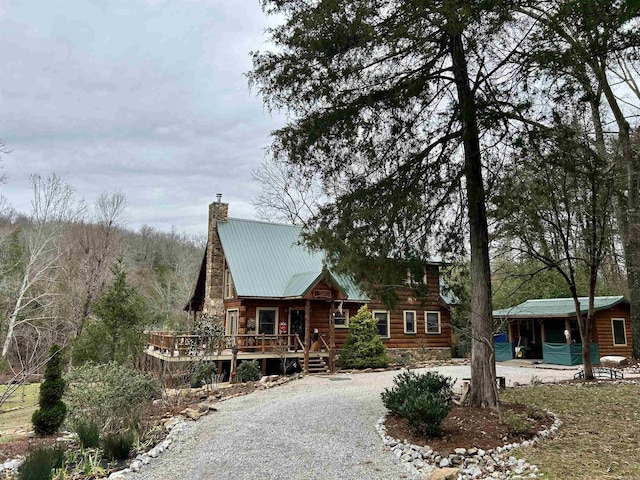 view of log home