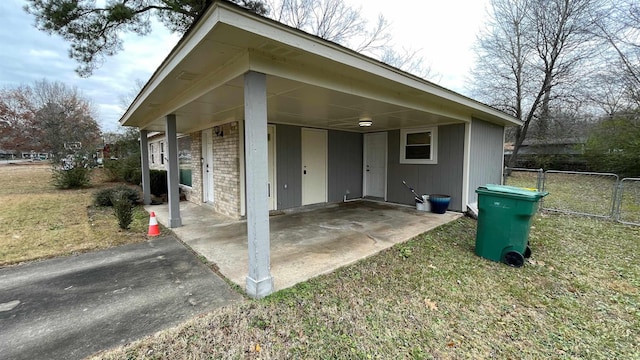 exterior space featuring a carport