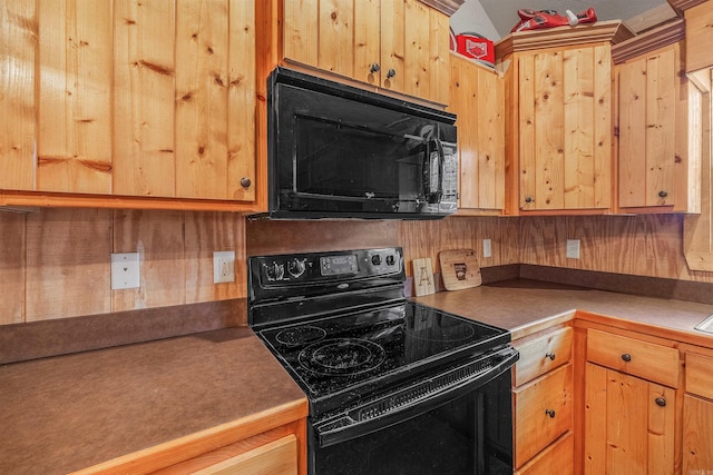 kitchen with black appliances