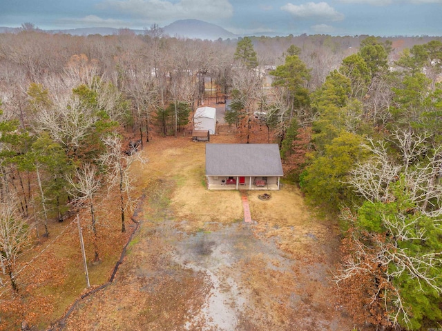 drone / aerial view with a mountain view