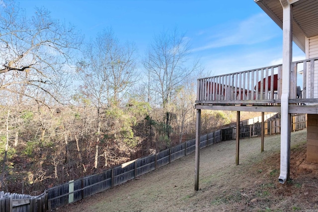 view of yard featuring a deck