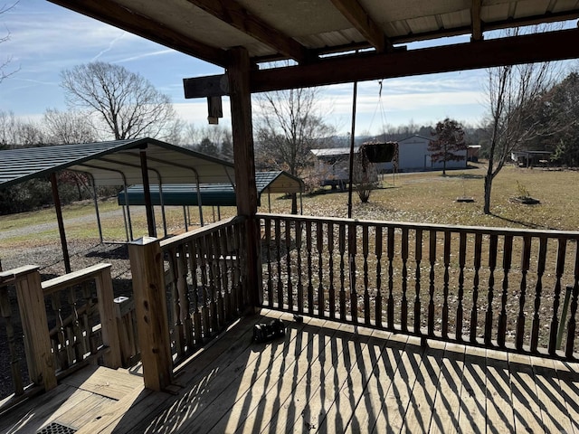 deck with a carport