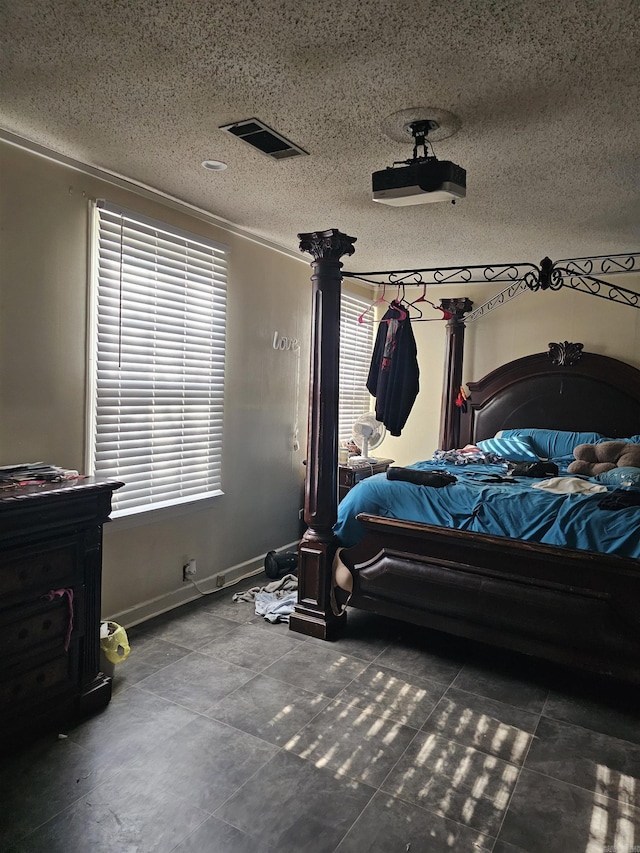 bedroom with a textured ceiling