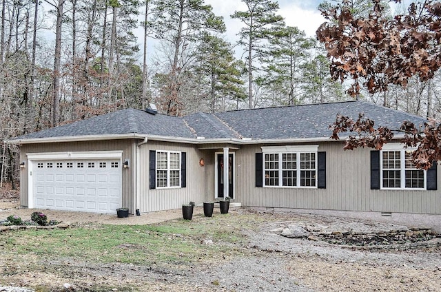 single story home with a garage