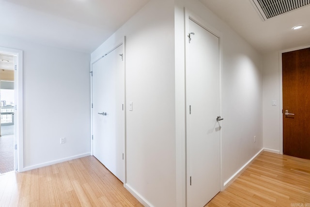 hall featuring light wood-type flooring