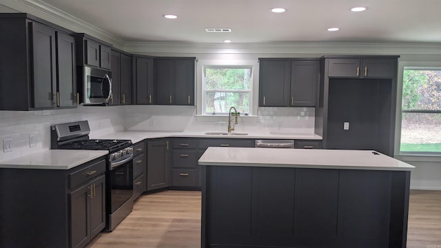 kitchen with plenty of natural light, sink, and appliances with stainless steel finishes