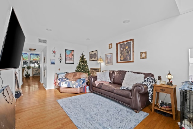 living room with light wood-type flooring