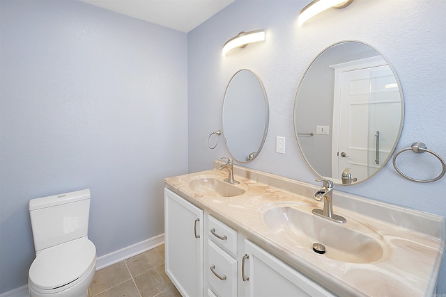 bathroom with tile patterned floors, vanity, and toilet