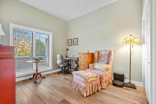 sitting room with hardwood / wood-style floors