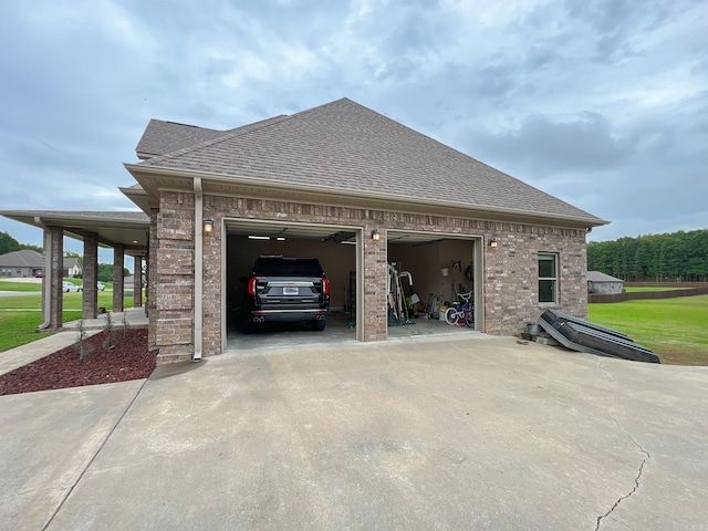 view of side of property featuring a garage