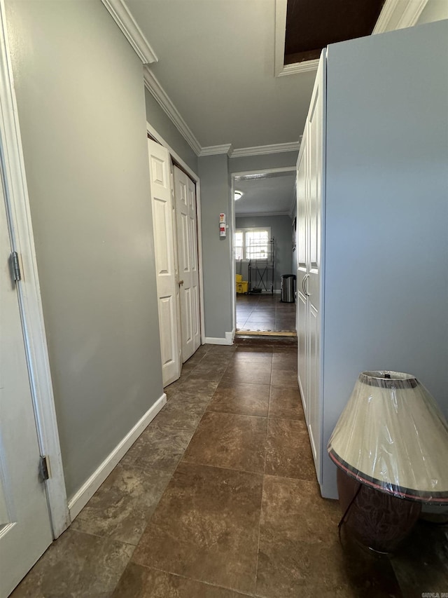 hallway with ornamental molding