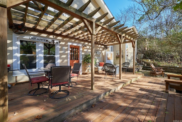 deck featuring a pergola