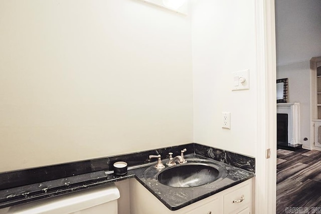 washroom featuring dark hardwood / wood-style floors and sink