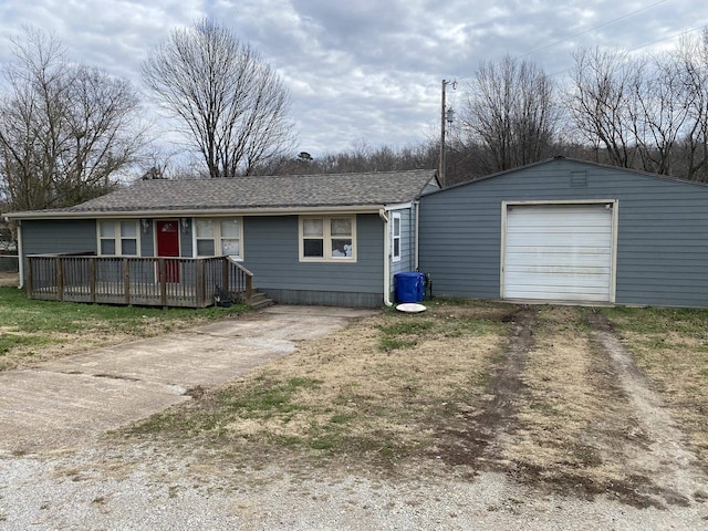 single story home with a deck