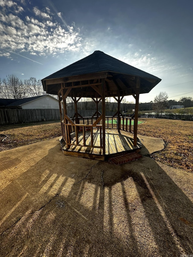 view of patio featuring a gazebo